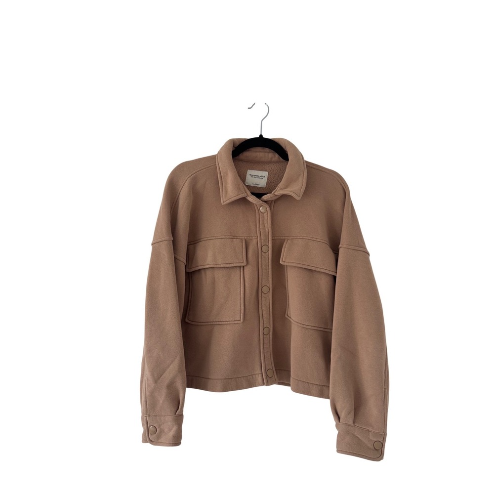 Abercrombie & Fitch Soft A&F Collection Tan Fleece Lined Shacket Jacket L